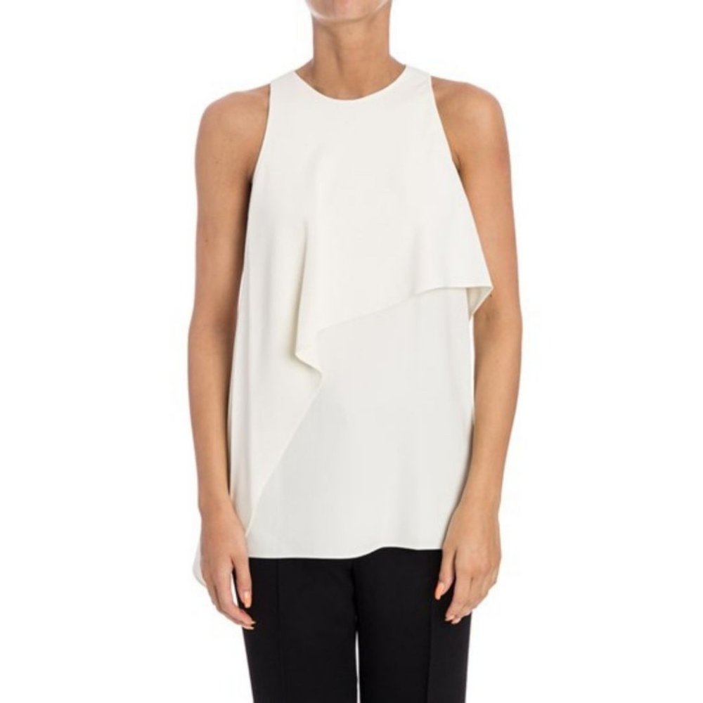 Helmut Lang Sleeveless Flared Top Size Medium Ivory Crewneck